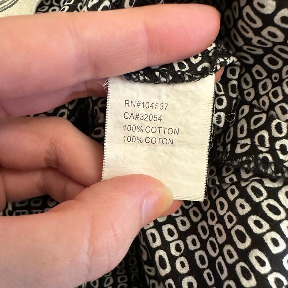 Anthropologie Tiny Pants L Black White Print Cotton Boho Cuffed Cropped - Picture 12 of 12